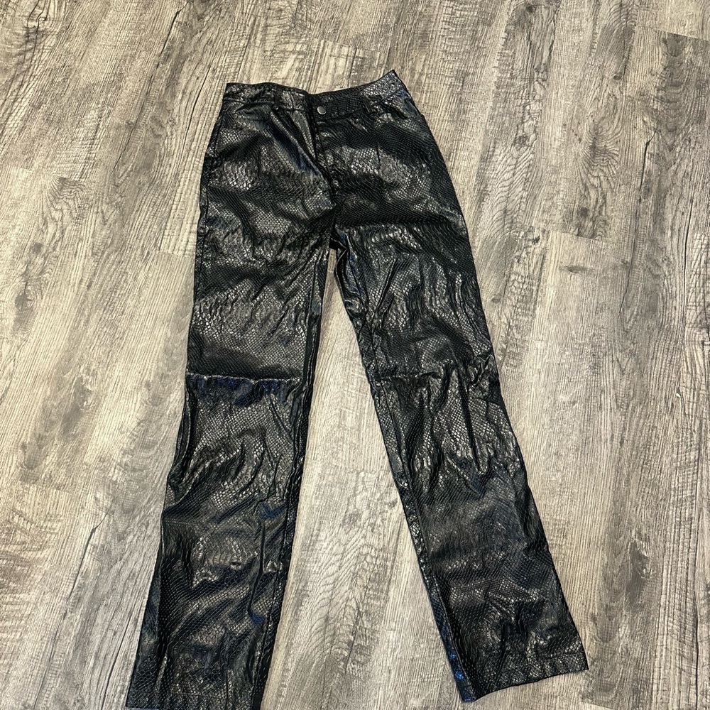 Black Textured Pants